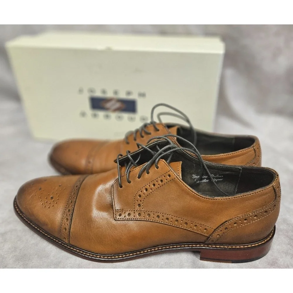 Joseph Abboud Mens Cognac Owings Cap-Toe Lace up  Oxford  size 13D New
